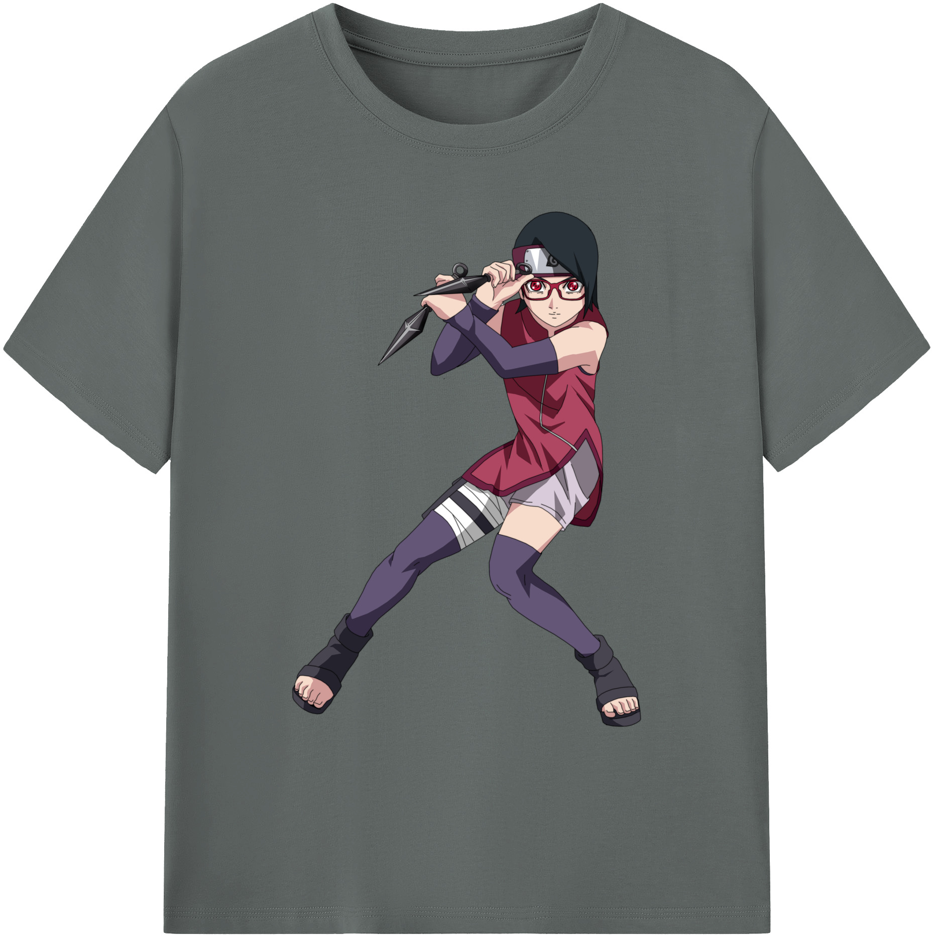 （画像用） NARUTO -ナルト- うちは サラダ Uchiha Sarada 綿100％ メンズ半袖Tシャツ｜肌触りやわらか＆通気性